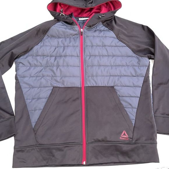 Reebok men’s black hooded coat size Large - Picture 3 of 6